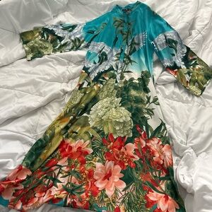 Natori S tropical patterned maxi dress with a multicoloured and blue print